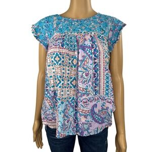 Savanna Jane FLORAL EMBROIDERED PAISLEY PRINT‎ TOP SIZE S